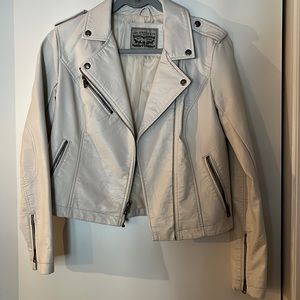 Levi White faux leather jacket. Size S
